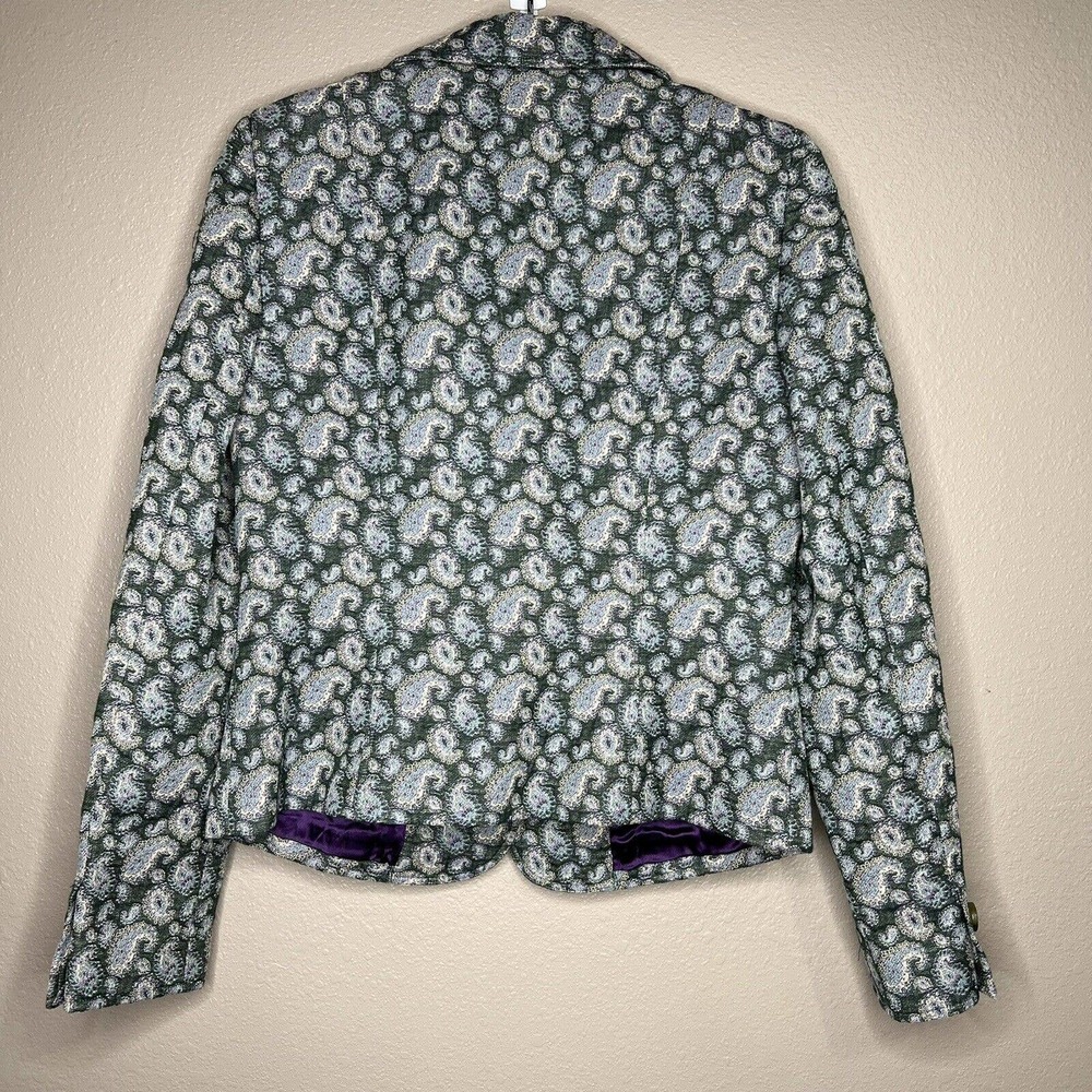 Dana Buchman Women's Green Paisley Single Breasted Blazer Jacket Size 6 - Picture 4 of 10